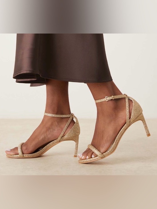 Gold Glitter Ankle-Strap Heels - Picture 2 of 4